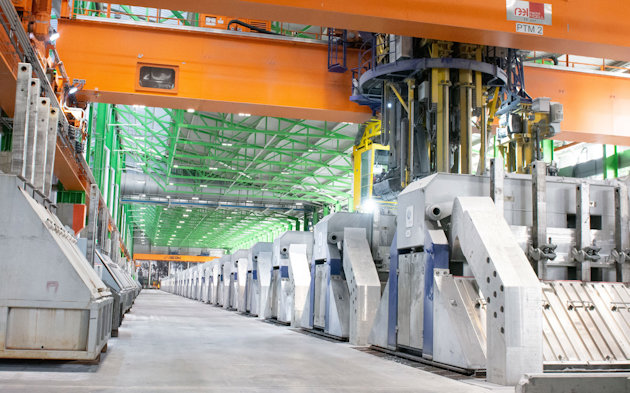 The electrolysis hall at Hydro' technology pilot at Karmøy