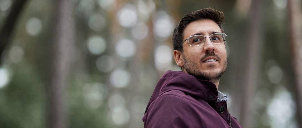 A person walking in the forest