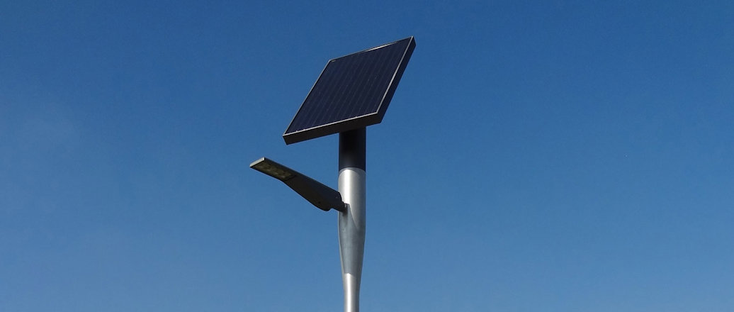 pole with solar panel on top