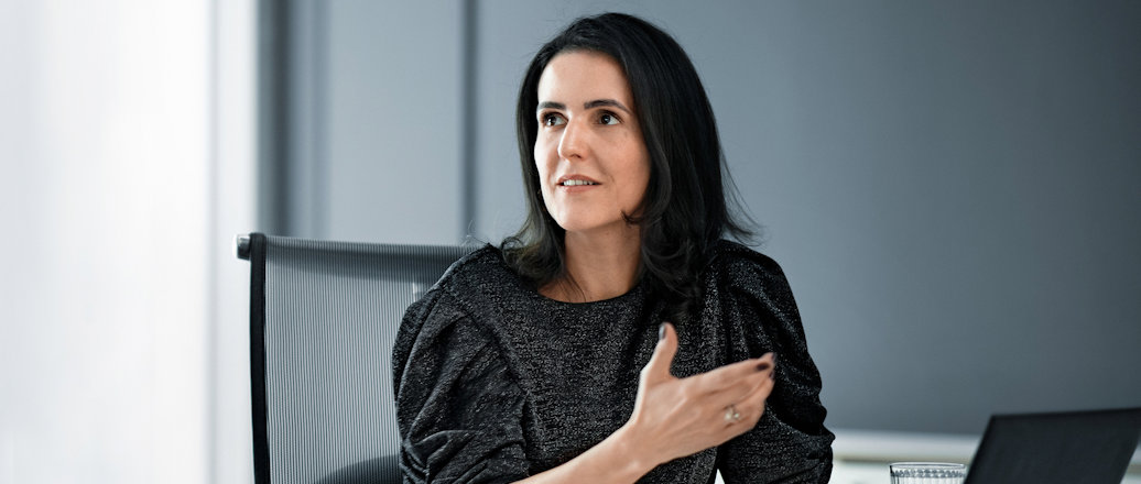 a woman sitting in a chair