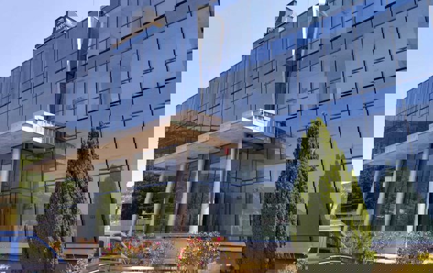 a building with glass windows