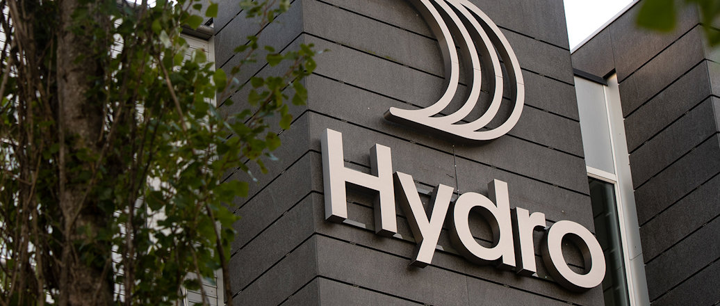 Hydro logo on a building