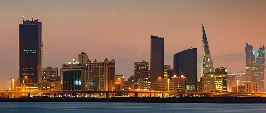 Bahrain skyline at dusk