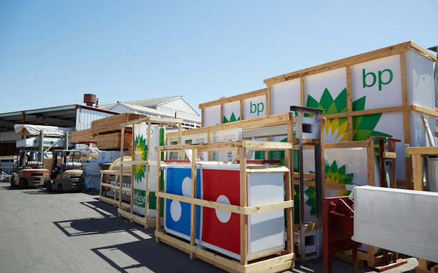 stacks of signs ready for transport.